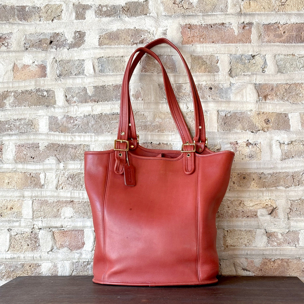 Vintage 1980s Coach Red Leather Shoulder Tote