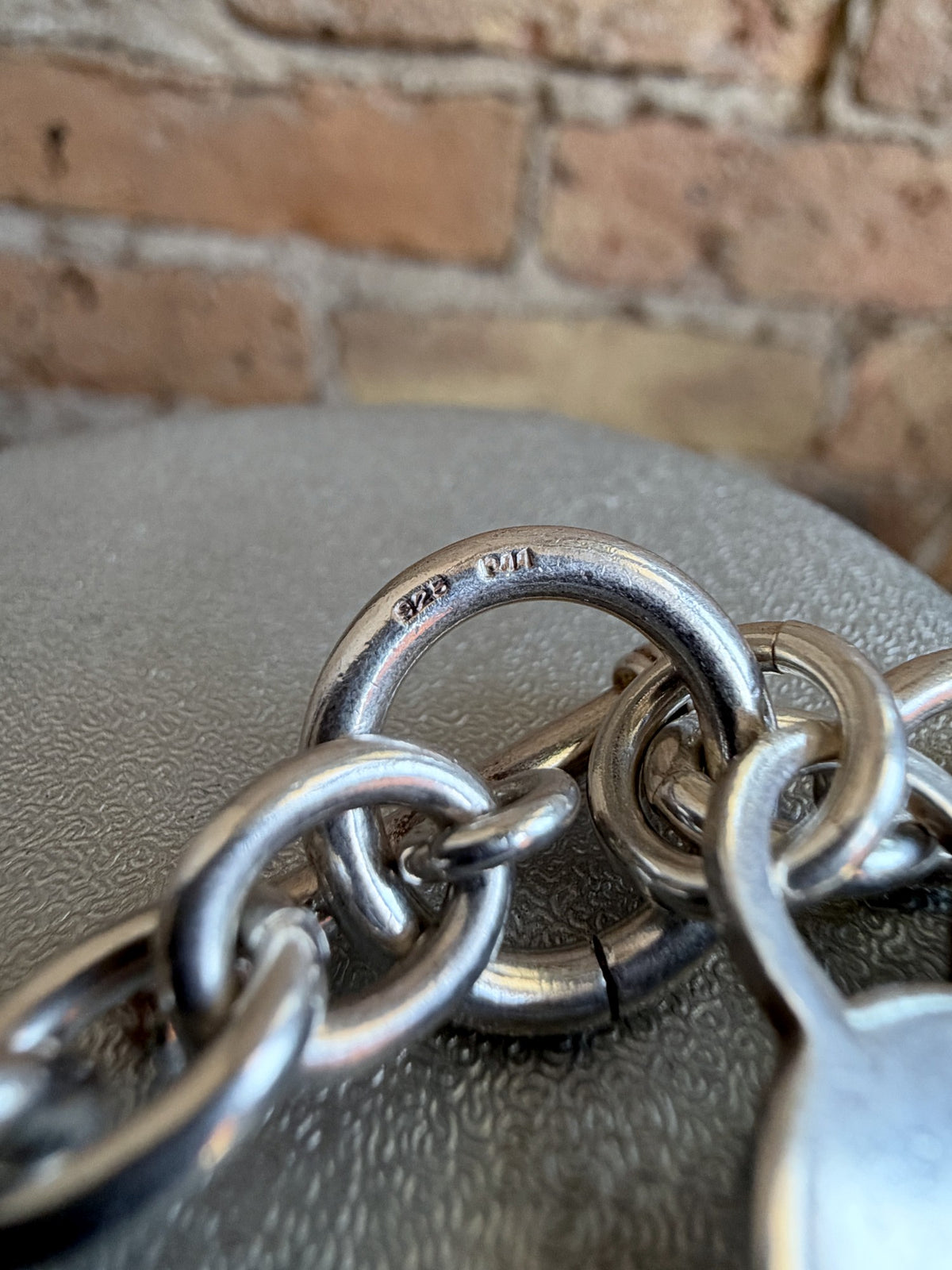 Vintage Sterling Silver Heart Tag Necklace – Chunky Rolo Chain, Toggle Clasp