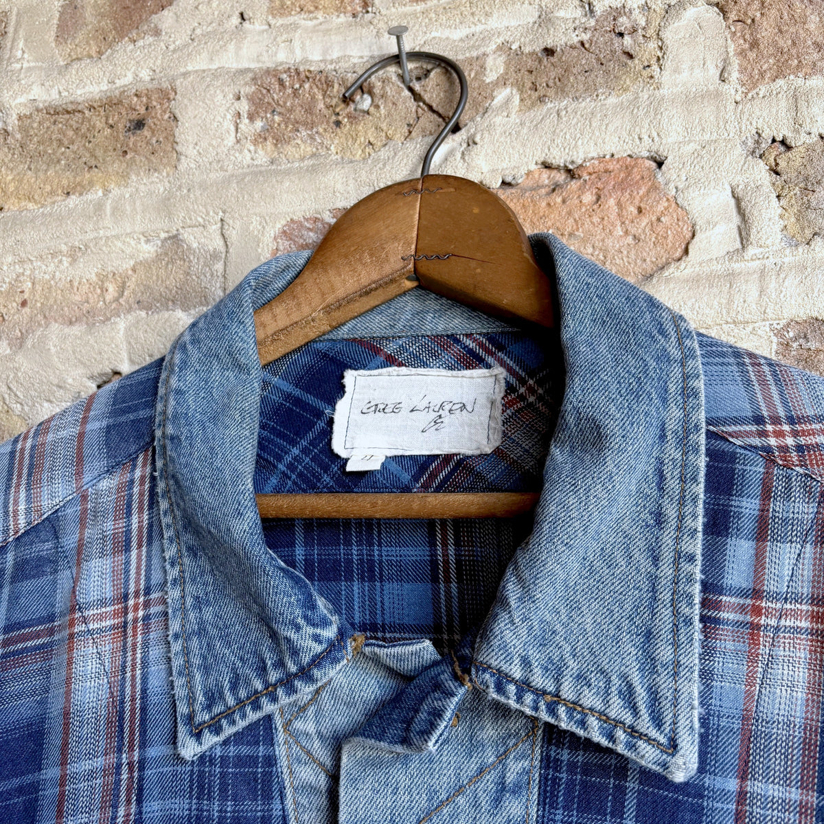Greg Lauren Plaid & Denim Shirt Jacket