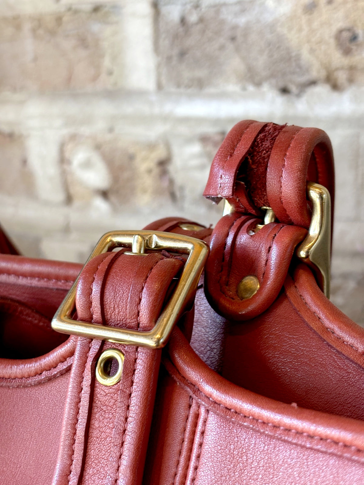 Vintage 1980s Coach Red Leather Shoulder Tote