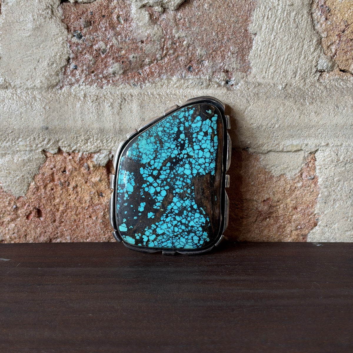 Vintage Sterling Silver Turquoise Belt Buckle – Large Statement Stone