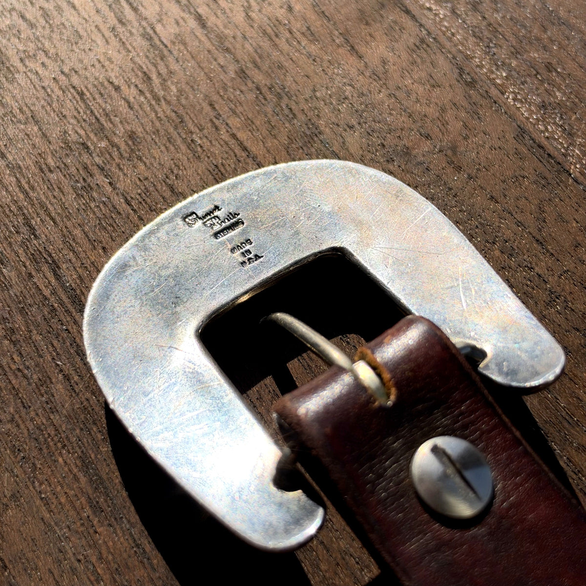 Vintage Sunset Trails Sterling Silver & Tooled Leather Western Belt – Engraved Buckle Set, Floral Carving