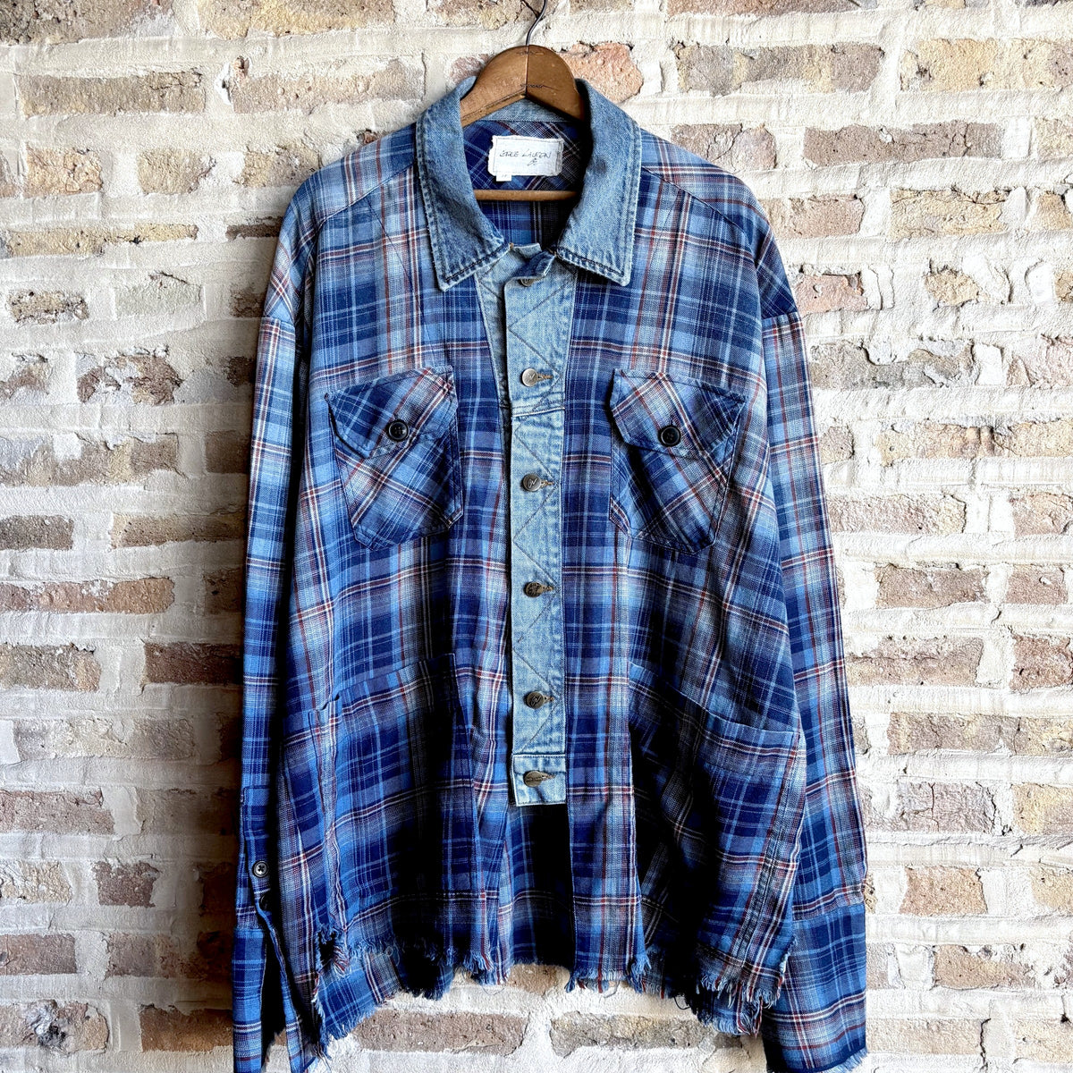 Greg Lauren Plaid & Denim Shirt Jacket