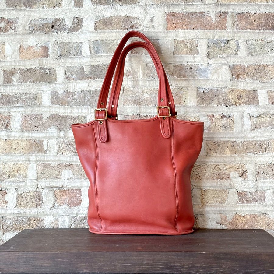 Vintage 1980s Coach Red Leather Shoulder Tote