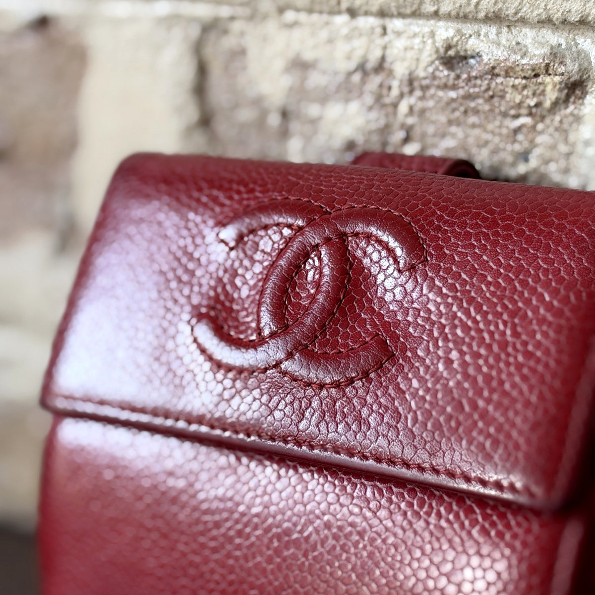 Vintage Chanel Caviar Leather Bifold Wallet – Red, Stitched CC Logo