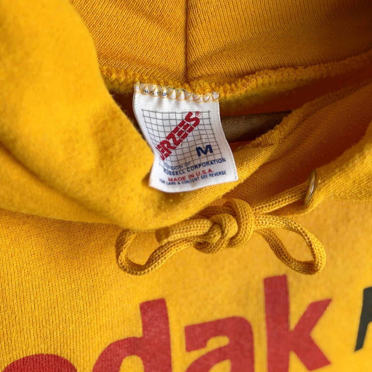 Vintage 1990s Jerzees Kodak Film Racing Hoodie – Golden Yellow, Made in USA