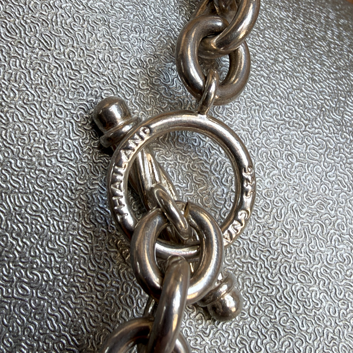 Vintage Sterling Silver Heavy Rolo Chain Necklace – Chunky Links, Toggle Clasp