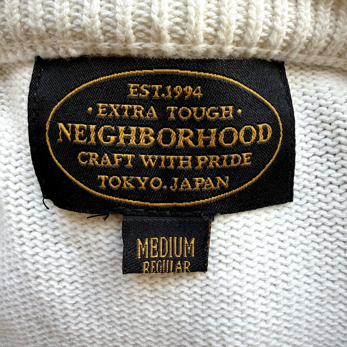 Neighborhood Color Block Raglan Knit Sweater – Cream & Navy, Size M