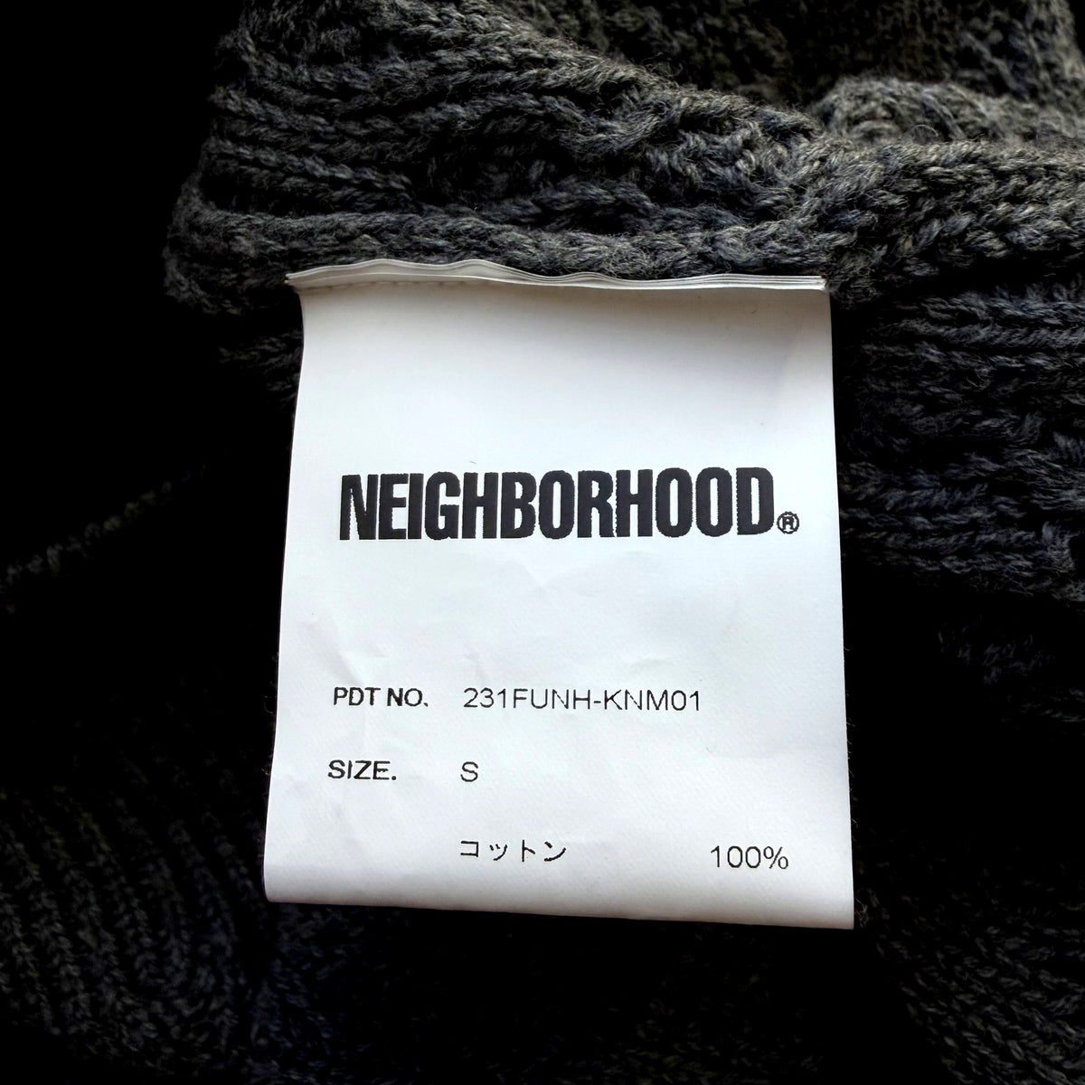 Neighborhood Distressed Patchwork Cable Knit Sweater – Black & Grey, Size S