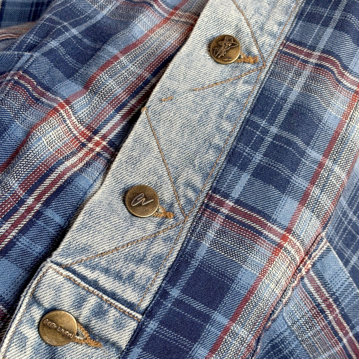 Greg Lauren Plaid & Denim Shirt Jacket