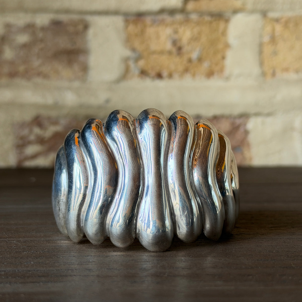 Vintage Los Ballesteros Taxco Sterling Silver Waves Cuff – Sculptural Bubble Ribs
