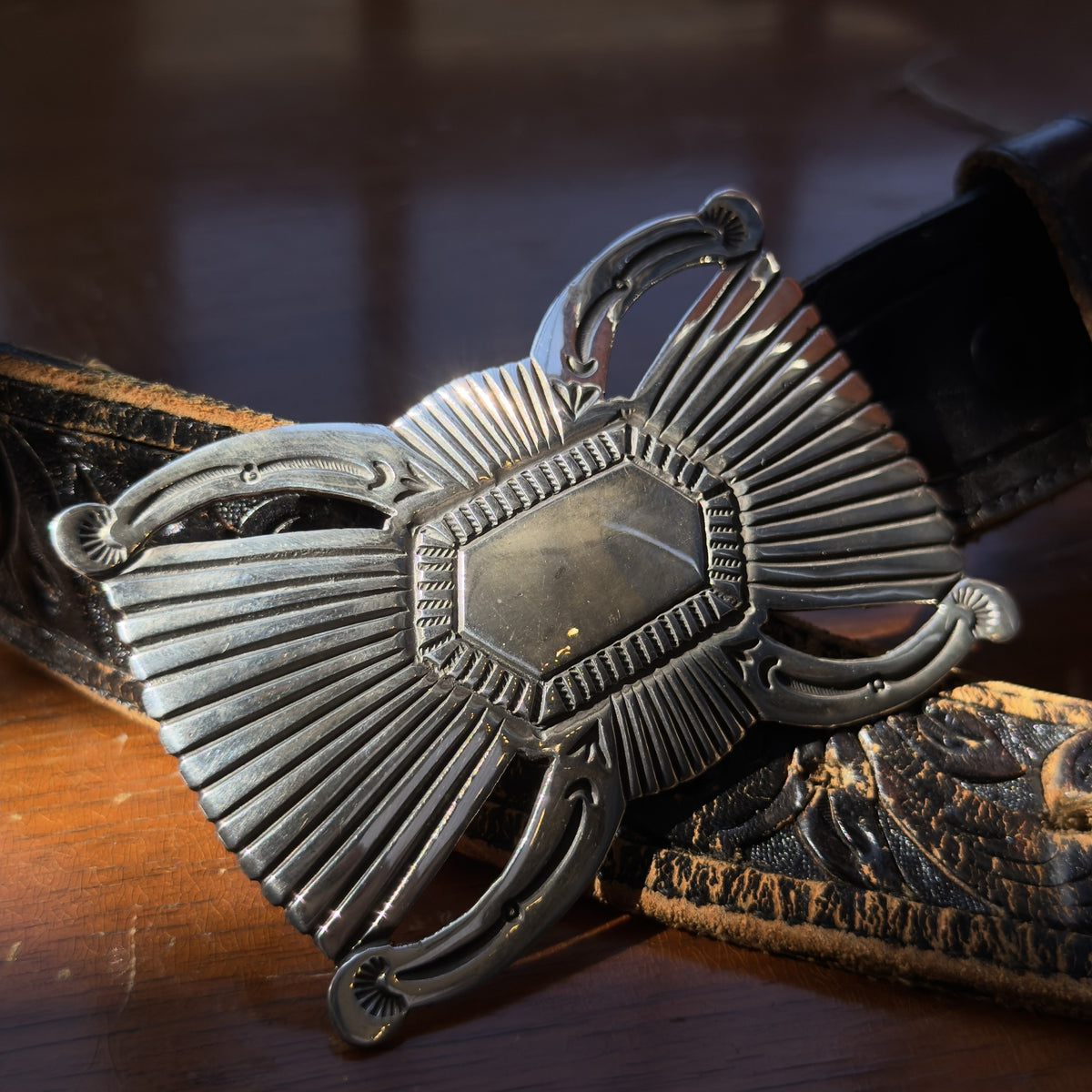 Vintage Sterling Silver Stamped Butterfly Belt Buckle – Hallmarked M, Southwestern