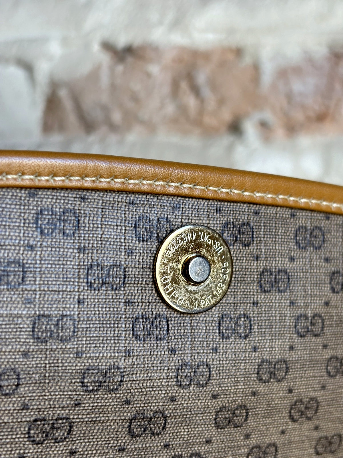 Vintage 1980s Gucci Micro GG Coated Canvas Flap Crossbody Bag – Tan Leather Trim, Interlocking GG Medallion