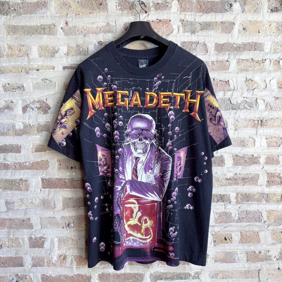 Vintage 1990s Screen Stars Megadeth All-Over Print Band Tee – Deadstock, Ed Repka Artwork, Single Stitch